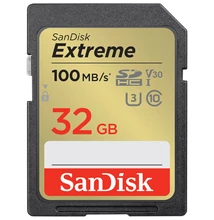 SanDisk 32GB Extreme SDXC™ memóriakártya(100/70MB/s) UHS-I, Class 10, U3, V30