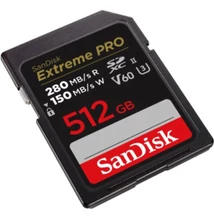 SanDisk 512GB SDXC EXTREME PRO KÁRTYA, (280/100MB/s), UHS-II, V60, C10