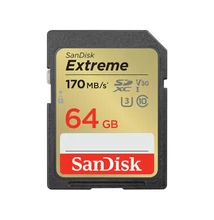SanDisk 64GB Extreme SDXC™ memóriakártya (170/80MB/s) UHS-I, Class 10, U3, V30
