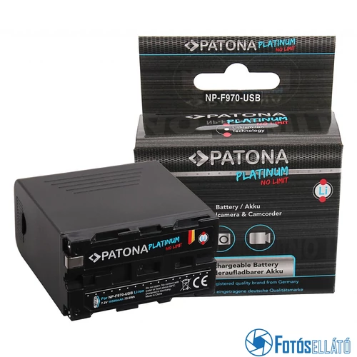Patona PLATINUM AKKUMULÁTOR SONY NP-F970 F960 F950 INCL. POWERBANK 5V/2A USB OUTPUT 10500MAH AND MICRO USB INPUT