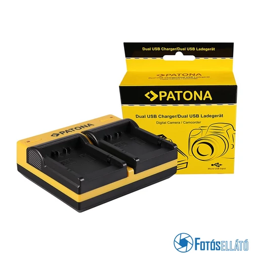 Patona DUPLA AKKUMULÁTOR TÖLTŐ PANASONIC BLB13 LUMIX DMCG1 DMC-G1 DMCG10 DMC-G10 DMCG10K MICRO-USB KÁBELLEL