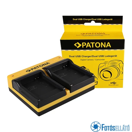 Patona DUPLA AKKUMULÁTOR TÖLTŐ SAMSUNG SLB-07A TL TL100 TL210 TL220 TL225 TL90 SLB-07A PL150 MICRO-USB KÁBELLEL