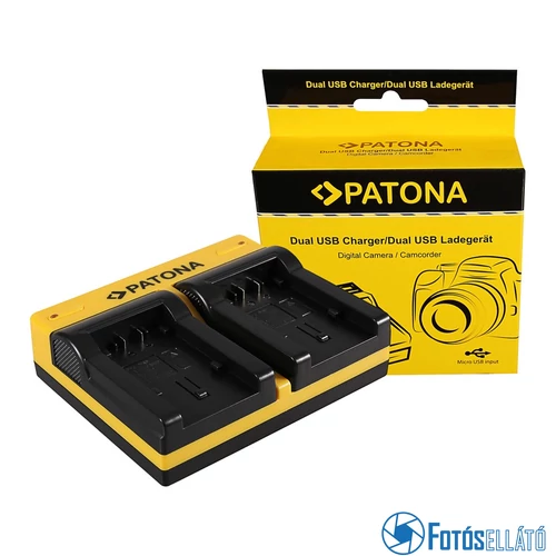 Patona DUPLA AKKUMULÁTOR TÖLTŐ PANASONIC VW-VBK180 H H100 H101 H95 VW-VBK180 HC HCV700 HC-V700 MICRO USB KÁBELLEL