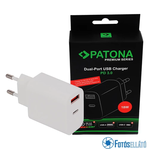 PATONA Premium PD18W USB-C // USB-A töltő (PD3.0)