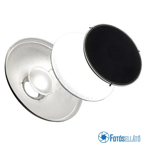 P&V Beauty dish (ezüst) 42 cm + méhsejtrács + diffúzor (bowens)