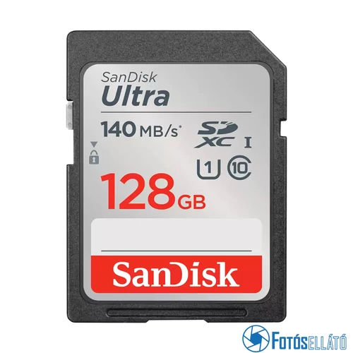 SanDisk 128GB SDXC™ Ultra™  memóriakártya (140 MB/s seb.) UHS-1, class 10