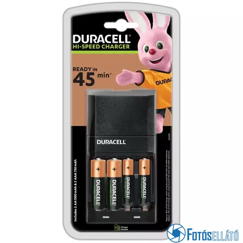 Duracell CEF27 akkumulátortöltő + 2db R6/AA 1300 mAh + 2db R03/AAA 750 mAh