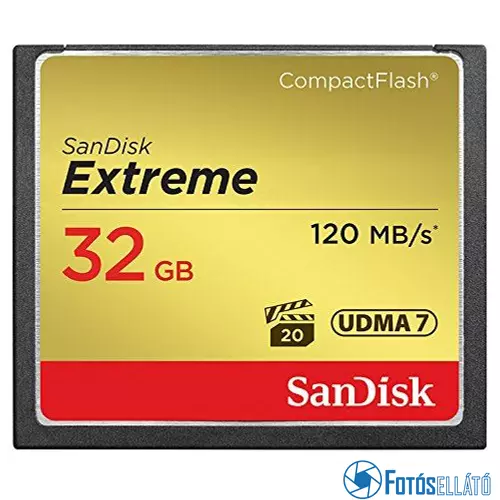 SanDisk Extreme CompactFlash™ memóriakártya (120 MB/s olvasási - 85 MB/s írási sebesség)