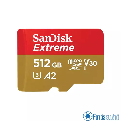 SanDisk  microSDXC™ Mobile Extreme™ memóriakártya + adapter, (olvasási seb.: 190 MB/s, & írási seb.: 130 MB/s), UHS-I, V30, A2, C10, U3 + Rescue Pro Deluxe